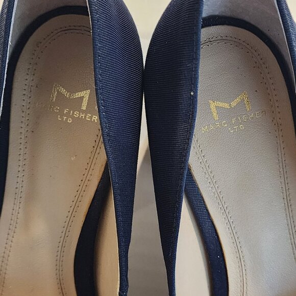 Mark Fisher LTD Pointed Pumps Block Heel Shoes 8.5 Women Blue fabric - Picture 2 of 10